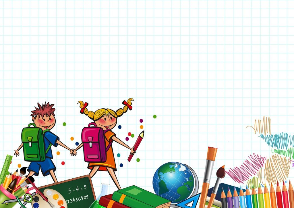 rysunek przedstawiajacy dzieci idace do szkoly