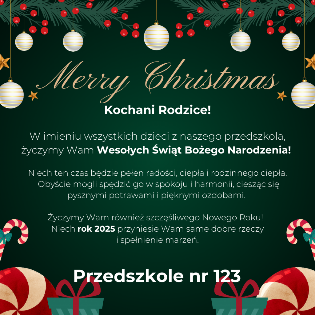 kartka świąteczna dla rodziców od przedszkola